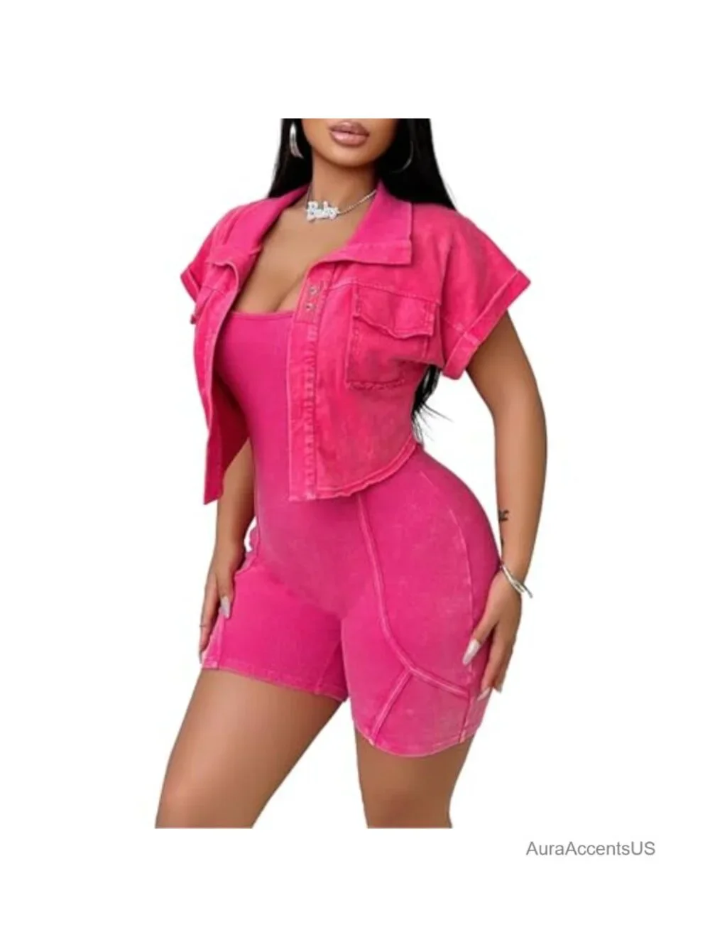 2 Piece Ribbed Square Neck Yoga Romper Set Bodycon Jumpsuit Summer Outfits